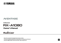 Yamaha RX-A1080 - Owners manual
